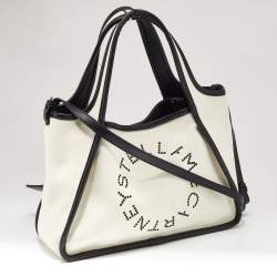 Pre Owned Stella McCartney Off White Canvas and Faux Leather Stella Logo Tote