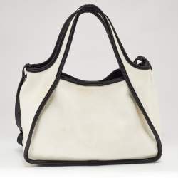 Pre Owned Stella McCartney Off White Canvas and Faux Leather Stella Logo Tote