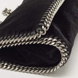 Pre Owned Stella McCartney Black Glitter Velvet Falabella Crossbody Bag 