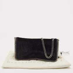 Pre Owned Stella McCartney Black Glitter Velvet Falabella Crossbody Bag 