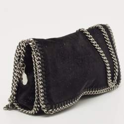 Pre Owned Stella McCartney Black Glitter Velvet Falabella Crossbody Bag 