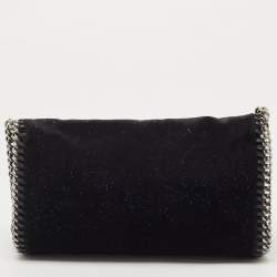 Pre Owned Stella McCartney Black Glitter Velvet Falabella Crossbody Bag 