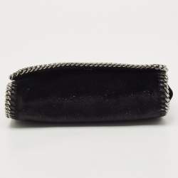 Pre Owned Stella McCartney Black Glitter Velvet Falabella Crossbody Bag 