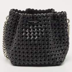 Pre Owned Stella McCartney Black Faux Woven Leather Bucket Bag