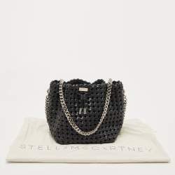 Pre Owned Stella McCartney Black Faux Woven Leather Bucket Bag