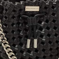 Pre Owned Stella McCartney Black Faux Woven Leather Bucket Bag