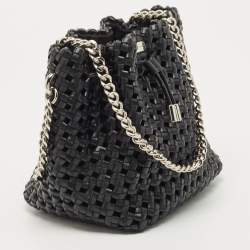 Pre Owned Stella McCartney Black Faux Woven Leather Bucket Bag