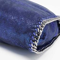 Stella McCartney Metallic Blue Faux Suede Falabella Fold-Over Tote
