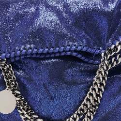 Stella McCartney Metallic Blue Faux Suede Falabella Fold-Over Tote