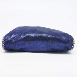 Stella McCartney Metallic Blue Faux Suede Falabella Fold-Over Tote