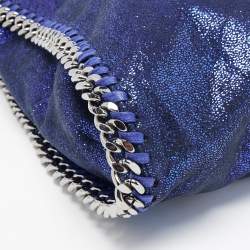 Stella McCartney Metallic Blue Faux Suede Falabella Fold-Over Tote