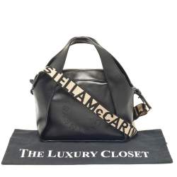 Pre Owned Stella McCartney Black Faux Leather Stella Logo Tote