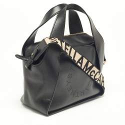 Pre Owned Stella McCartney Black Faux Leather Stella Logo Tote
