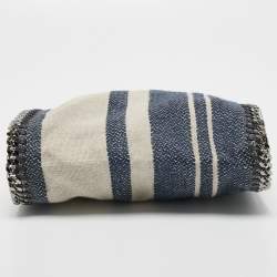Pre Owned Stella McCartney Navy Blue Canvas Mini Striped Falabella Tote