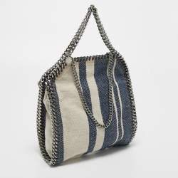 Pre Owned Stella McCartney Navy Blue Canvas Mini Striped Falabella Tote