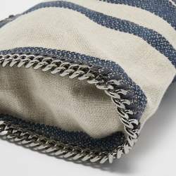 Pre Owned Stella McCartney Navy Blue Canvas Mini Striped Falabella Tote