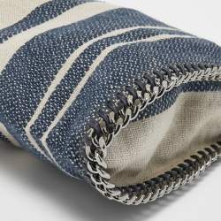 Pre Owned Stella McCartney Navy Blue Canvas Mini Striped Falabella Tote