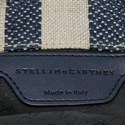 Pre Owned Stella McCartney Navy Blue Canvas Mini Striped Falabella Tote