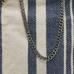 Pre Owned Stella McCartney Navy Blue Canvas Mini Striped Falabella Tote