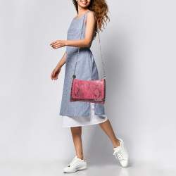 Pre Owned حقيبة كتف ستيلا مكارتني فالابيلا جلد ثعبان صناعي بني/أسود بقلاب