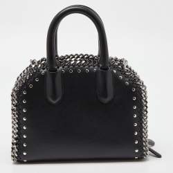 Pre Owned Stella McCartney Black Faux Leather Bird Embroidered Falabella Bag