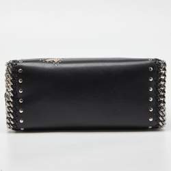 Pre Owned Stella McCartney Black Faux Leather Bird Embroidered Falabella Bag