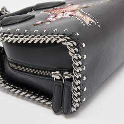 Pre Owned Stella McCartney Black Faux Leather Bird Embroidered Falabella Bag