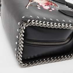 Pre Owned Stella McCartney Black Faux Leather Bird Embroidered Falabella Bag