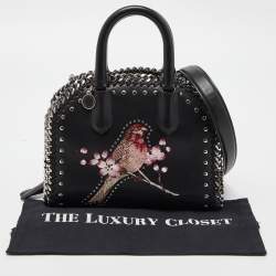 Pre Owned Stella McCartney Black Faux Leather Bird Embroidered Falabella Bag
