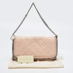 Pre Owned Stella McCartney Pale Pink Quilted Faux Leather Falabella Shaggy Deer Flap Bag