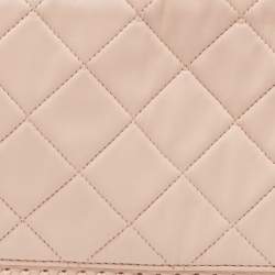 Pre Owned Stella McCartney Pale Pink Quilted Faux Leather Falabella Shaggy Deer Flap Bag