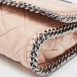 Pre Owned Stella McCartney Pale Pink Quilted Faux Leather Falabella Shaggy Deer Flap Bag