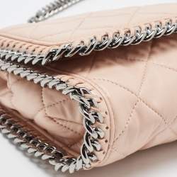 Pre Owned Stella McCartney Pale Pink Quilted Faux Leather Falabella Shaggy Deer Flap Bag