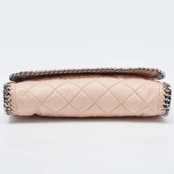 Pre Owned Stella McCartney Pale Pink Quilted Faux Leather Falabella Shaggy Deer Flap Bag