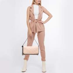 Pre Owned Stella McCartney Pale Pink Quilted Faux Leather Falabella Shaggy Deer Flap Bag