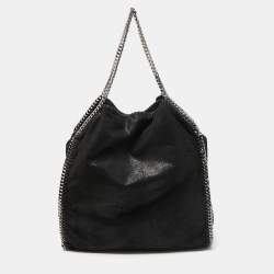 Pre Owned Stella McCartney Black Faux Leather Large Falabella Tote