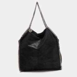 Pre Owned Stella McCartney Black Faux Leather Large Falabella Tote