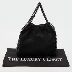Pre Owned Stella McCartney Black Faux Leather Mini Falabella Tote