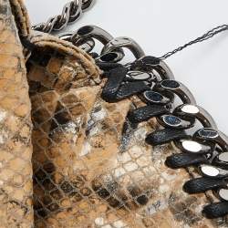 Pre Owned Stella McCartney Beige/Black Python Embossed Faux Leather Mini Falabella Tote