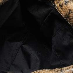 Pre Owned Stella McCartney Beige/Black Python Embossed Faux Leather Mini Falabella Tote