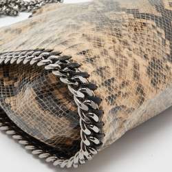 Pre Owned Stella McCartney Beige/Black Python Embossed Faux Leather Mini Falabella Tote
