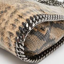 Pre Owned Stella McCartney Beige/Black Python Embossed Faux Leather Mini Falabella Tote