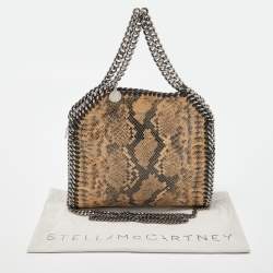 Pre Owned Stella McCartney Beige/Black Python Embossed Faux Leather Mini Falabella Tote