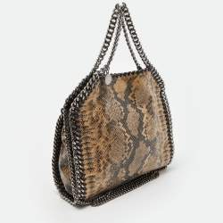 Pre Owned Stella McCartney Beige/Black Python Embossed Faux Leather Mini Falabella Tote