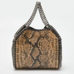 Pre Owned Stella McCartney Beige/Black Python Embossed Faux Leather Mini Falabella Tote