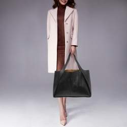 Pre Owned Stella McCartney Black Faux Leather Perforated Logo Tote