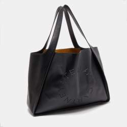 Pre Owned Stella McCartney Black Faux Leather Perforated Logo Tote