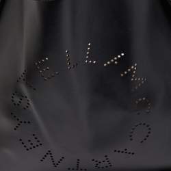 Pre Owned Stella McCartney Black Faux Leather Perforated Logo Tote