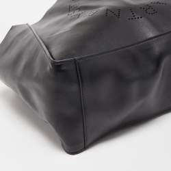 Pre Owned Stella McCartney Black Faux Leather Perforated Logo Tote