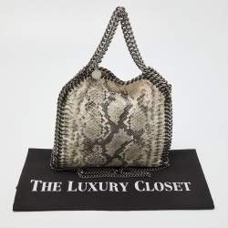 Stella McCartney Grey/Black Python Embossed Faux Leather Falabella Tote